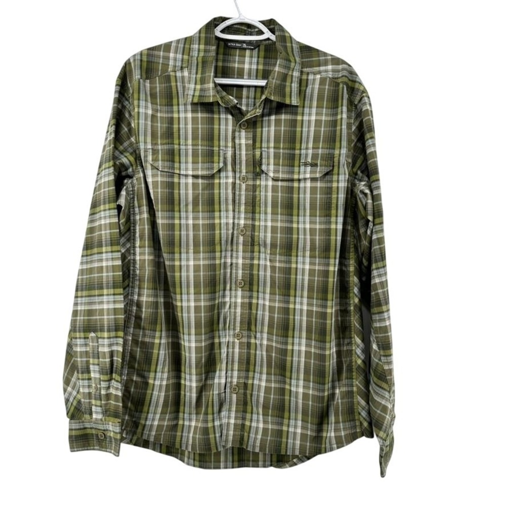 Sitka Gear Shirt Mens XL Green Plaid Long Sleeve Button Up Outdoor Hiking
